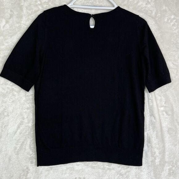 Talbots Elegant Black Carrier Blouse Women’s Size M Cotton Blend Knitted Classy - Picture 8 of 13